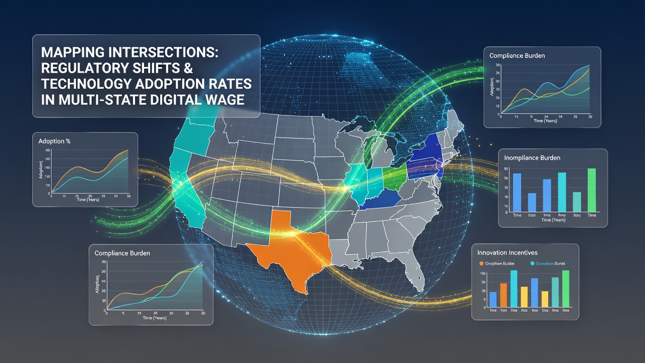 Data visualization of technology adoption rates linked to regulatory timelines