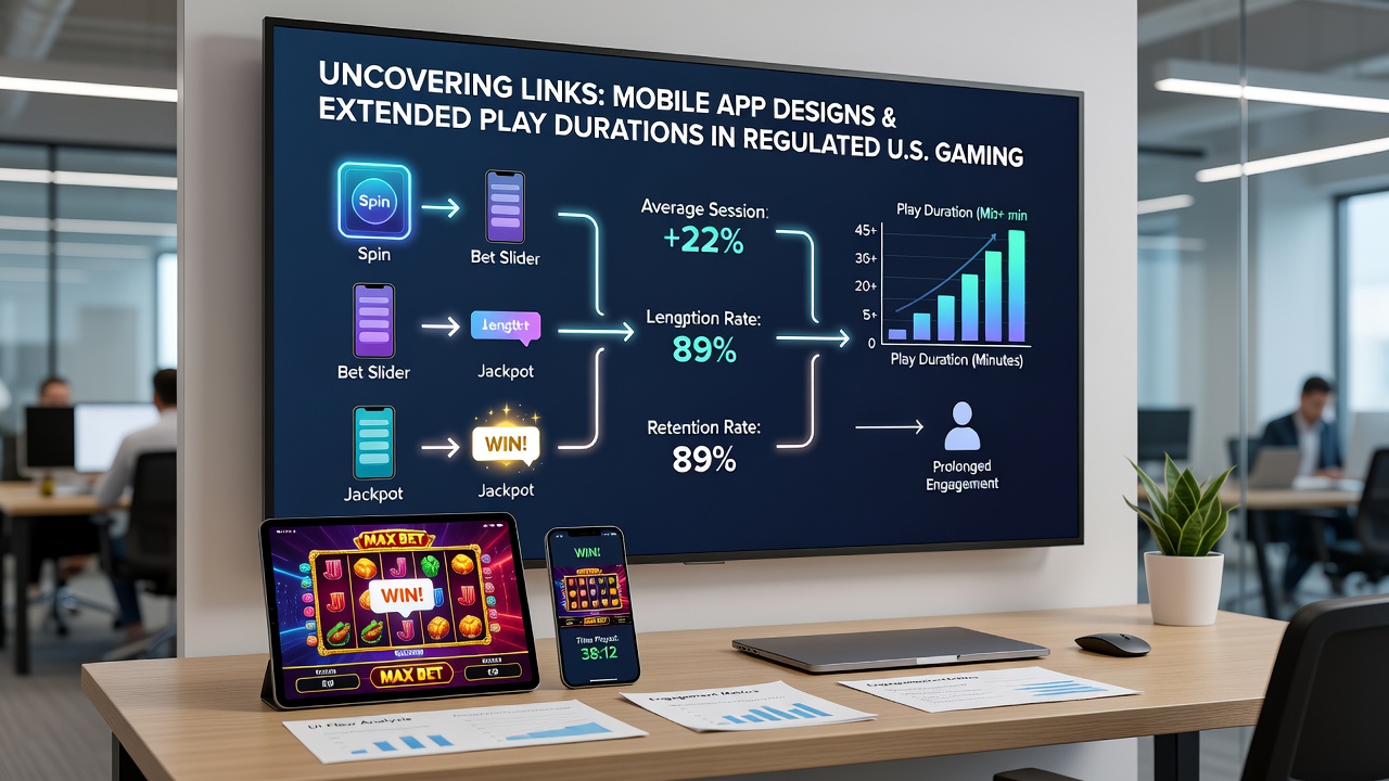 Mobile app interface showing casino game lobby with smooth navigation elements and session tracking indicators